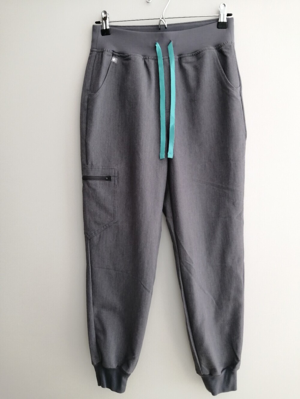 Figs High Waist Zamora Jogger Scrub Pants Graphite Grey Teal Small Petite